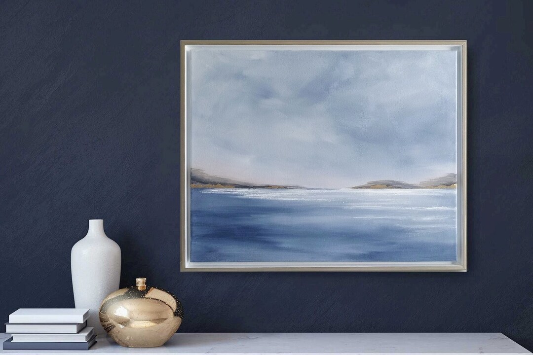Original Coastal Artwork Framed Seascape Painting 22x18 Hand Etsy