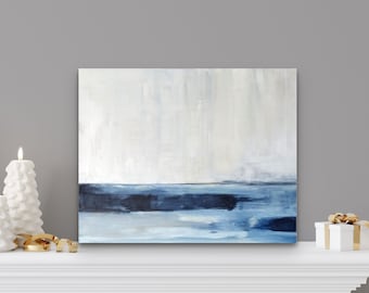 Abstract Ocean Art Print: Stormy Coastal Painting, Modern Beach Decor