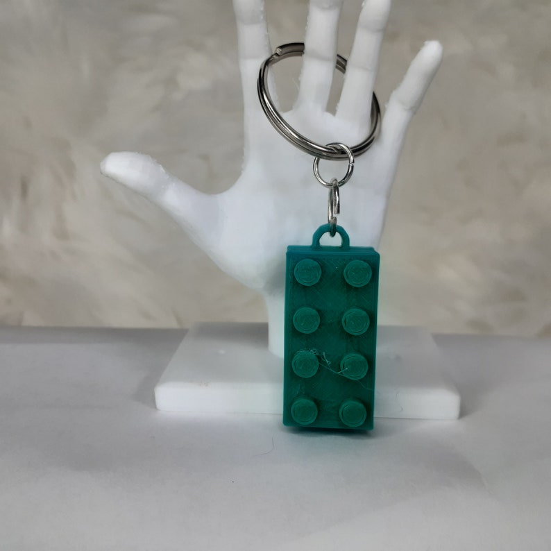 Green Lego Keychain 3D Printed, Stainless Steel Findings Etsy