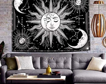 Tapiz artístico para colgar en la pared del Sol y luna Mystic para Decoración Multicolor Tapiz artístico para colgar en la pared del Sol y luna Mystic para Decoración Multicolor