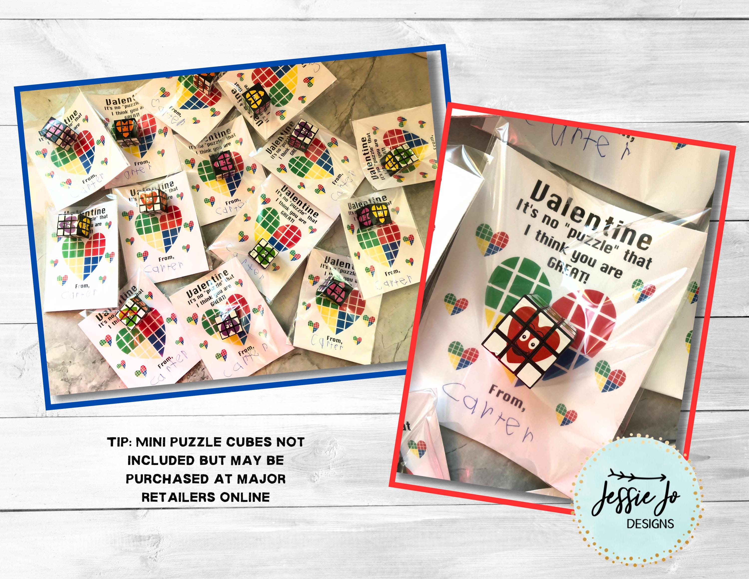 Printable Puzzle Cube Heart Valentine - Puzzle Cube Valentine - Etsy