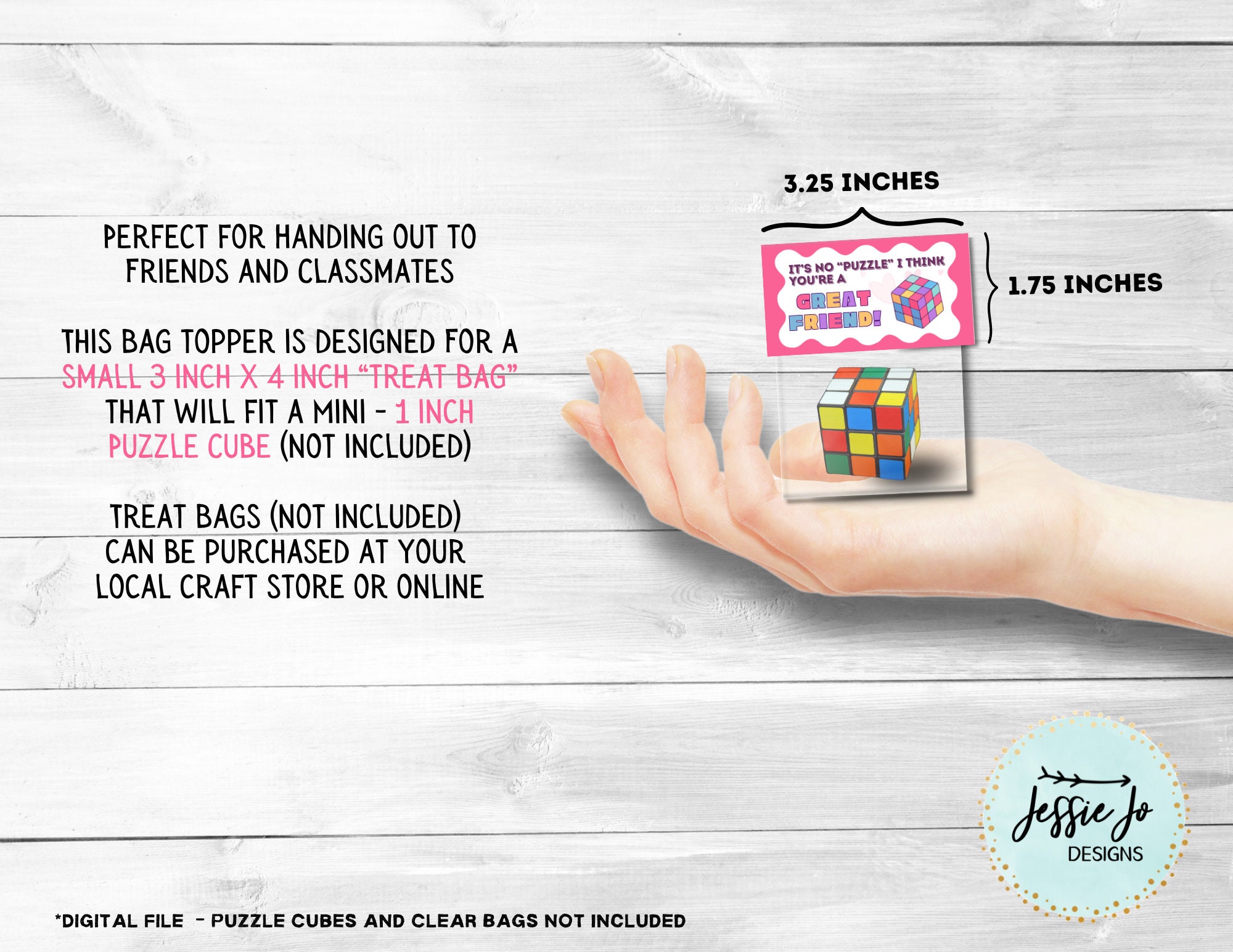 Printable Mini Rubik's Cube Bag Topper Valentine Bag Topper Valentine