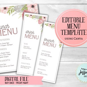 Easter Menu Editable Template - Watercolors - Instant Access - Canva Template
