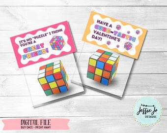 Printable Mini Cube Bag Topper - Valentine Bag Topper - Valentine Classroom Valentines  (for 1 inch puzzle cube)