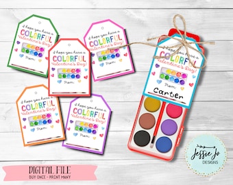 Printable Paint Valentine Tag - Watercolor Paint Tag