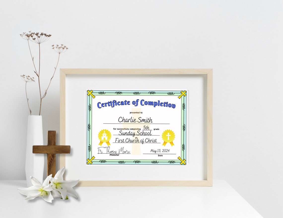 Sunday School Award Certificate - Christian Certificate - Editable ...