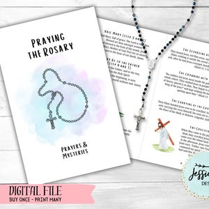 Praying the Rosary-Prayers-Mysteries-Rosary Booklet-PDF-Instant Download