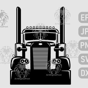 Semi truck , front view eps,jpg,png,svg,dxf.