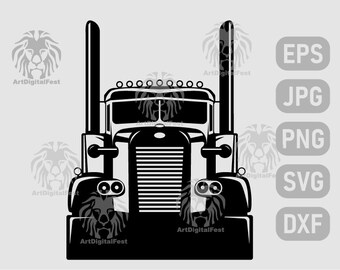 Semi truck , front view eps,jpg,png,svg,dxf.