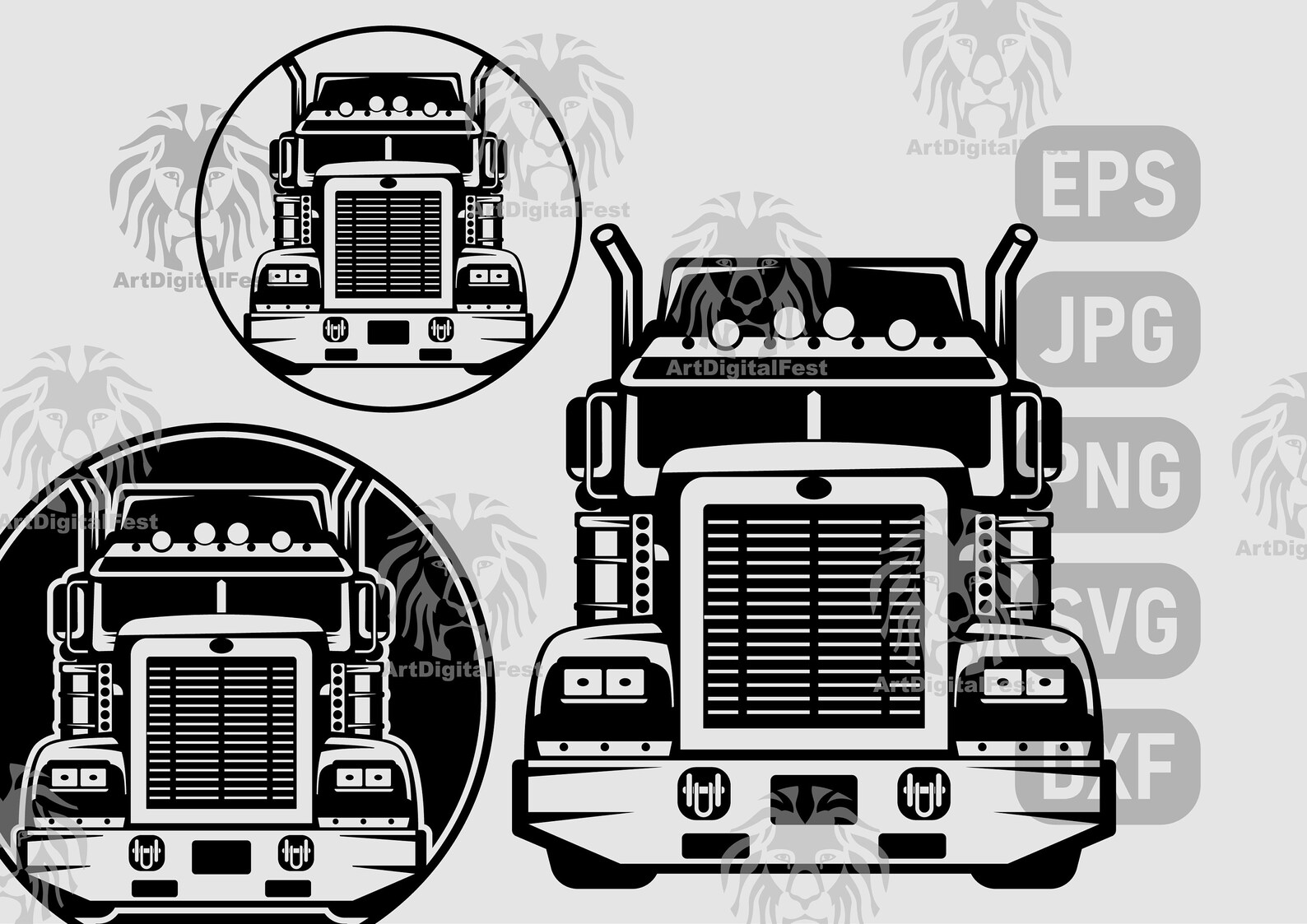 Semi Truck Front View Epsjpgpngsvgdxf. - Etsy