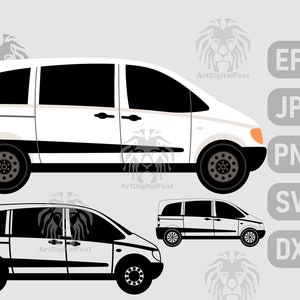 Witte bestelwagen, zijaanzicht svg, jpg, png, eps, dxf