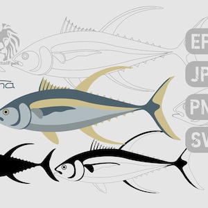 tuna fish set svg vector