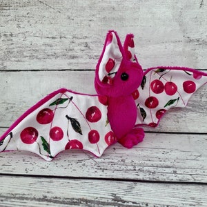 READY TO SHIP - Cherry Fruit Bat - Stuffed Animal Cute Plush Bat Plushie