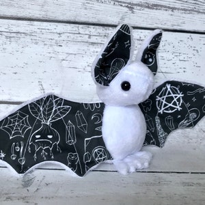 MADE TO ORDER - Witch Wicca Halloween Pagan Witchcraft Bat - Stuffed White Cute Animal Plush Plushie