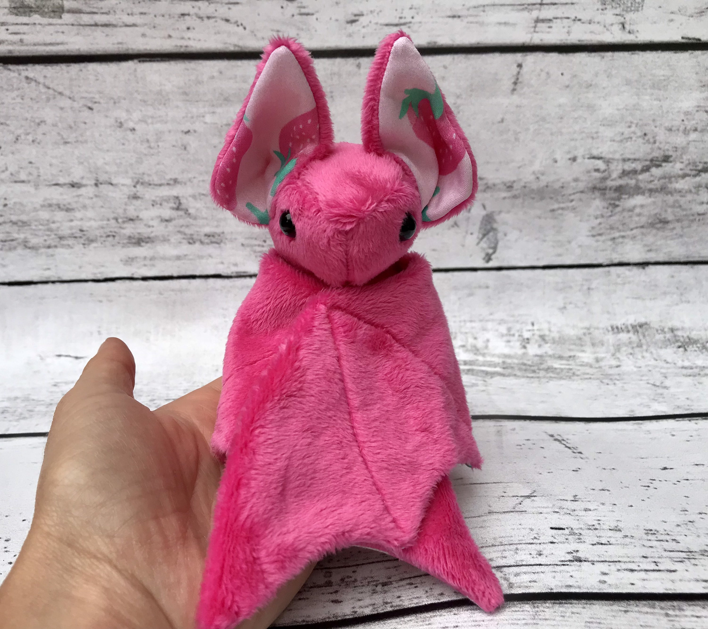 Pink Strawberry Fruit Bat Stuffed Animal Plush Bat Plushie Etsy UK