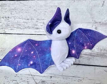 Purple Space Galaxy Star - Peluche lindo animal peluche blanco murciélago peluche