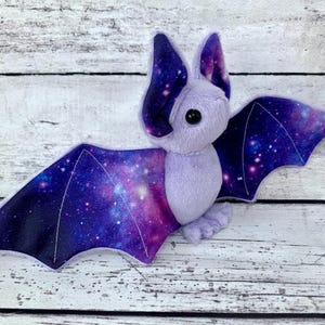 MADE TO ORDER - Purple Space Galaxy Star - Stuffed Cute Animal Plush Bat Plushie