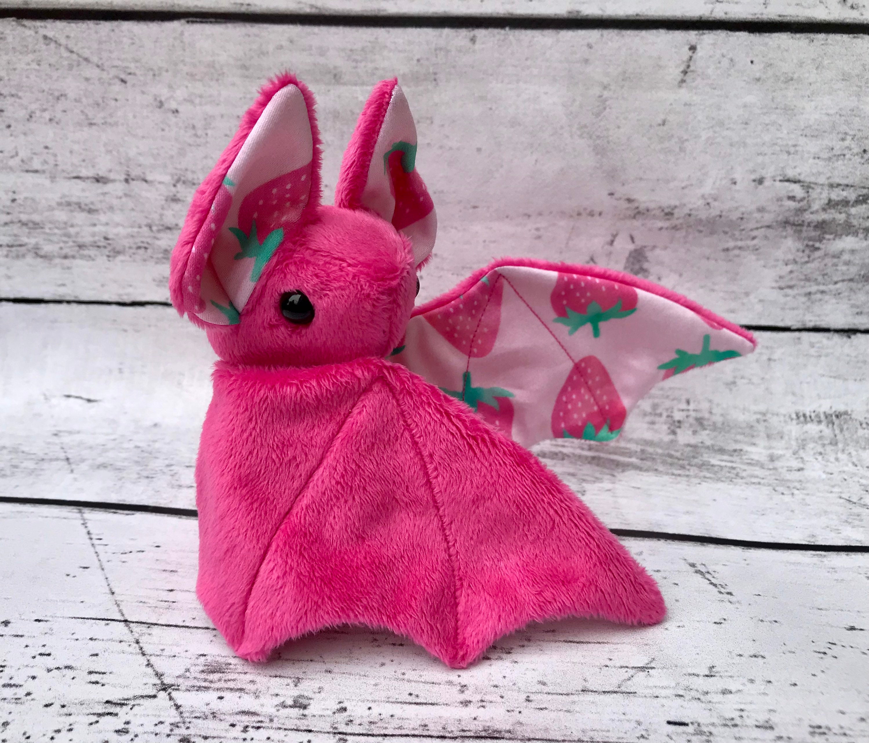 Pink Strawberry Fruit Bat Stuffed Animal Plush Bat Plushie Etsy UK