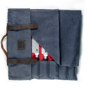 KOTAI Leather Roll-up Knife Bag - Kitchen Knives storage - Leather and waxed canvas