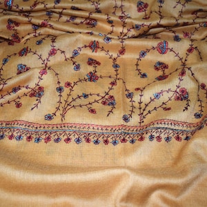 authentic hand made cashmere pashmina shawl scarf wrap, gold jall designer rare.28&quot;x80&quot; black stole