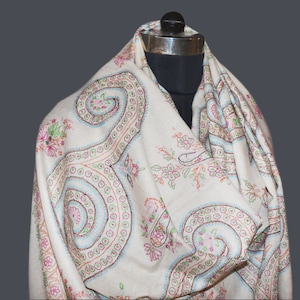sozni offwhite paisley pashmina handmade shawl made in kashmir