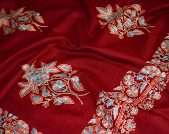 elegant kashmiri handmade pashmina cashmere maroon shawl 40"x80" AFROOZA house of mirs