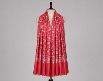 Kashmiri pashmina hand made red shawl allover 40x80 inch