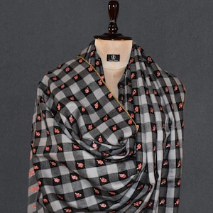 Chales de pashmina hechos a mano de Cachemira, chal de lana DILSHAD a cuadros de 40 x 80 pulgadas