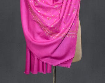 Pink pashmina kashmiri handmade shawl Jall 40x80 inch Hazoor