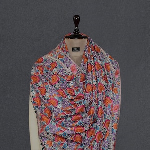 Kashmiri pashmina jammawar white shawl 40x80 inch