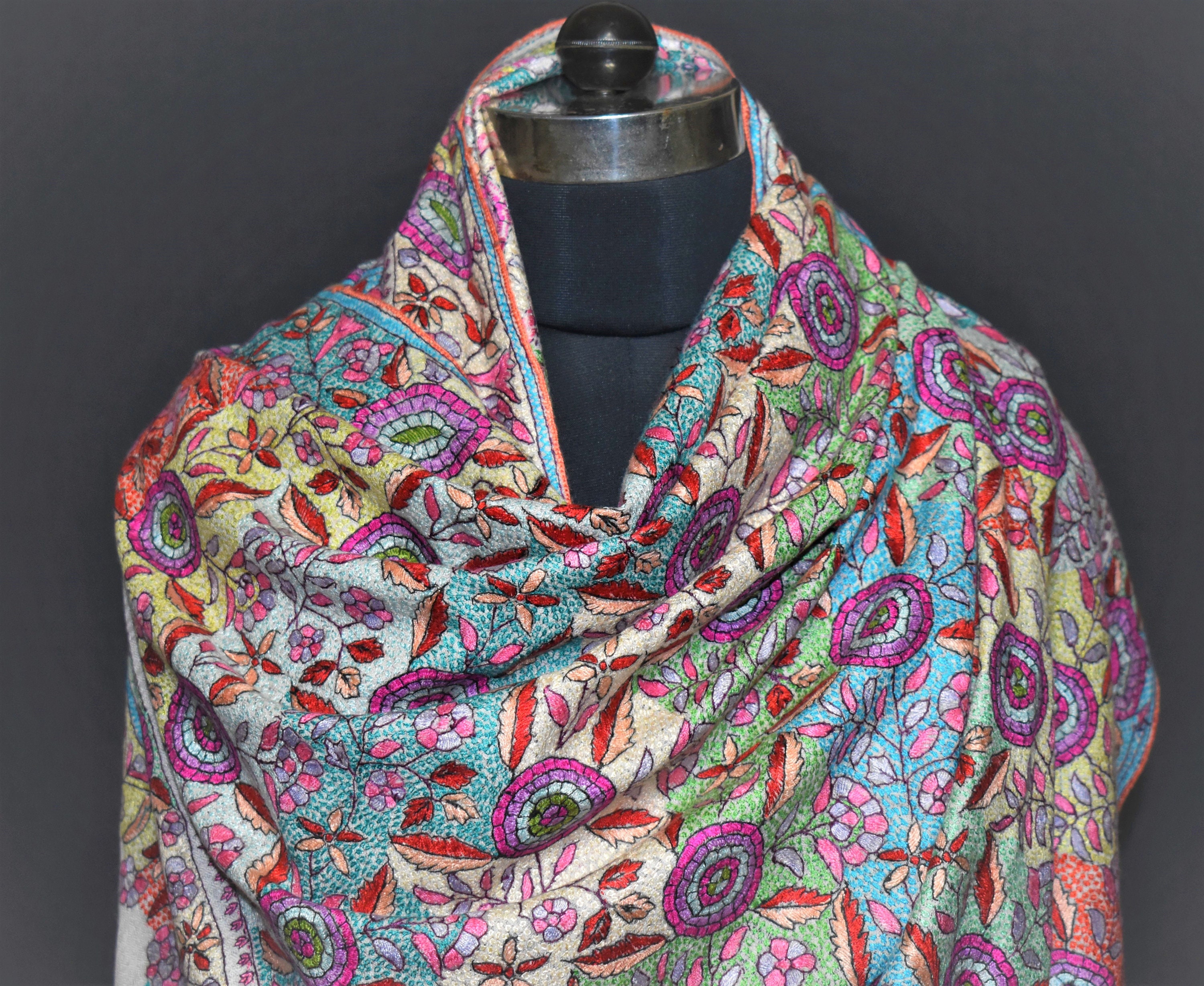 Pamposh shawlpashmina shawl made in kashmir hand made shawl | Etsy