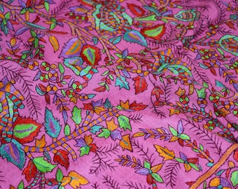 Large size pashmina hand made shawl 44"x88" GULABI