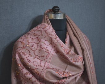Hand Embroidered Kashmir Pashmina Shawl: Khatras Paldar Design (40x80 Inch)