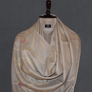 Handmade Kashmiri Pashmina Stole: Embroidered Cashmere Wrap (28x80 Inch)