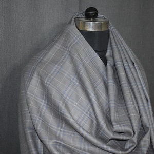 Handmade Kashmir Pashmina Shawl: Grey Check Cashmere, Hand Woven