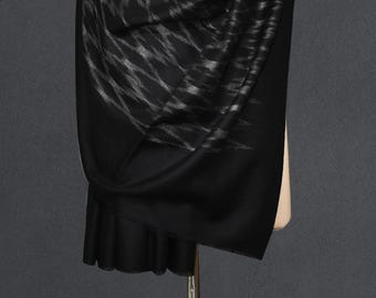 kashmiri handwoven pashmina cashmere Ekat shawl 40"x80"  BLACK