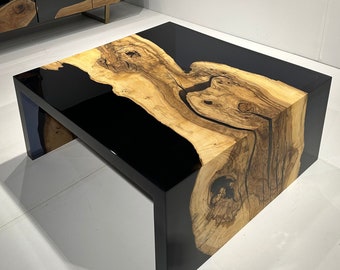 in stock fast delivery - Epoxy Waterfall Table, Resin River Coffee Table, Living Room Table, Black Color Resin  Epoxy Coffee Table