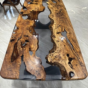 Benutzerdefinierte Bestellung Olive Holz klar Epoxy Esstisch | Epoxy Fluss Wohnzimmer Tisch | Kostenloser Versand