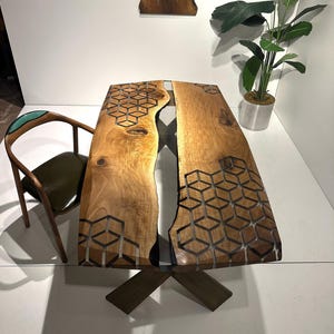 Custom Hexagon Epoxy Table, Epoxy River Table,Dining Table,Living Room Table,Clear Epoxy Resin Table