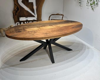 Handmade Oval Walnut Dining Table – Epoxy Resin River, Live Edge
