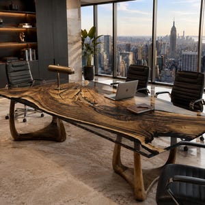 Luxury Live Edge Walnut Executive Desk | Epoxy Office Furniture | Handmade Solid Wood Ceo Desk | Custom Moder Office Table