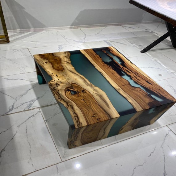 Custom Epoxy Coffee Table Green Resin Small Coffee Table for Etsy