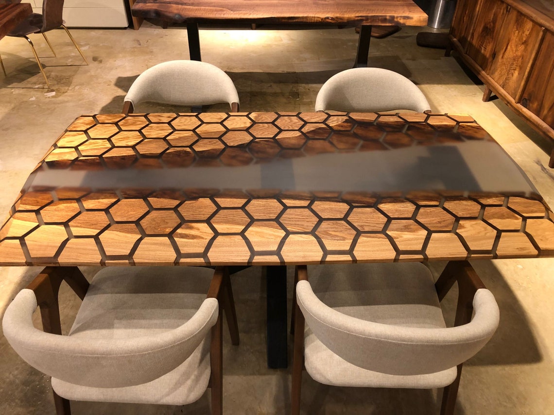 Custom Hexagon Epoxy Table Luxury Handmade Epoxy Etsy