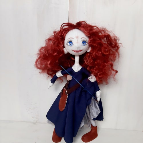 doll with red hair and blue dress Vintage Raggedy Ann Doll Ceramic Limbs Blue Dress Red Flowers Red Yarn Hair Soft Body Black Shoes Plastic Head Painted Face ~ 20-01-608