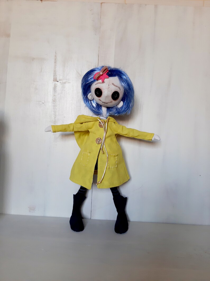 Coraline Doll Inspired From Fairy Tales Rag Doll In A Yellow Raincoat