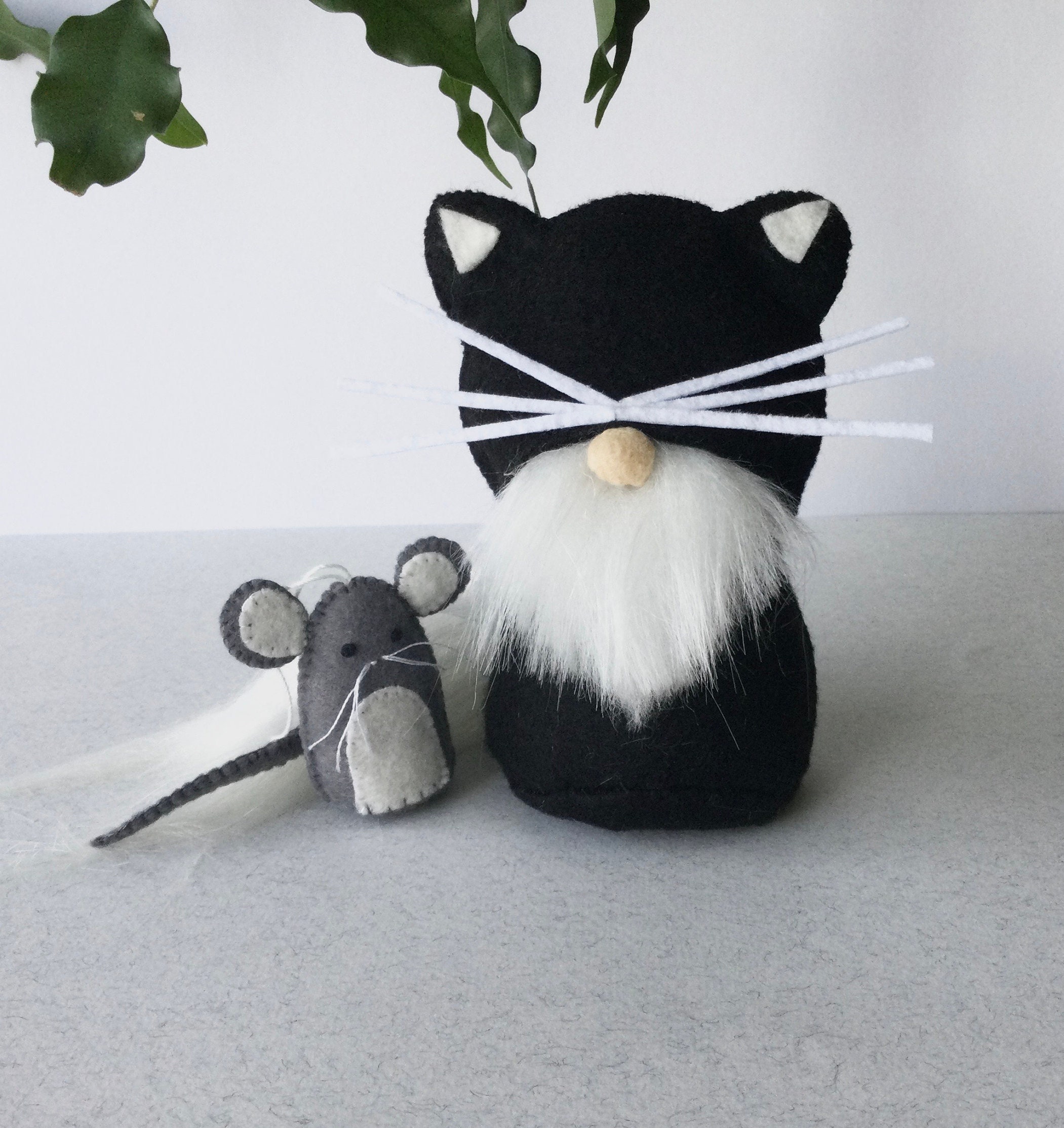 Gnome pattern cat plush and mouse ornament/ gnome fabric gnome Etsy