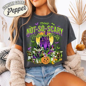 Vintage Mickey&#39;s Not So Scary Halloween Party Comfort Colors Shirt, Mickey And Friends Skeleton Pumpkin, Halloween Costume, Halloween Group