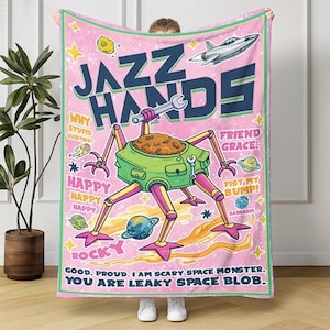 Coperta in pile Project Hail Mary, coperta ispirata a Jazz Hand Space Monster Space Blob Amaze, per gli amanti dei libri di fantascienza, di Andy Weir, coperta nerd e appassionata di libri.
