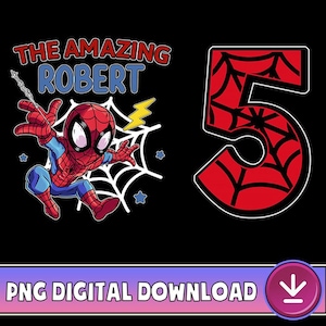 Personalized Spiderman Birthday PNG, Family Birthday Matching, Custom Superhero Birthday Png, Birthday Party, Birthday Gift Digital Download