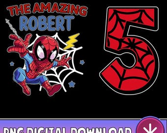Personalized Spiderman Birthday PNG, Family Birthday Matching, Custom Superhero Birthday Png, Birthday Party, Birthday Gift Digital Download